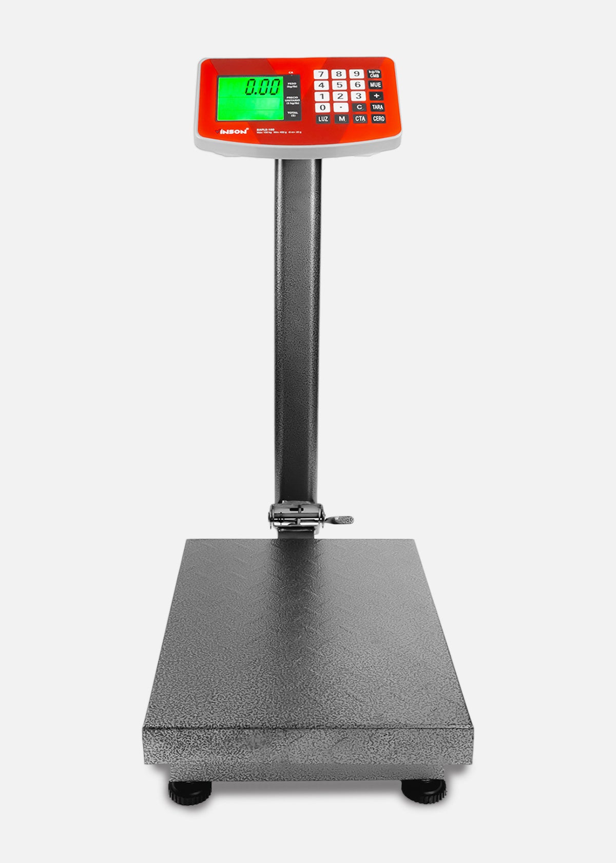 Bascula peso / precio de plataforma plegable con doble pantalla, batería recargable y conteo de piezas 100 kg división mínima 20 g medida de plato 30x50 cm. Vinson BAPLE-100 — imagen de producto
