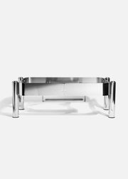 Base Távola para chafer rectangular de inducción de 9 L de acero inoxidable, vista completa.