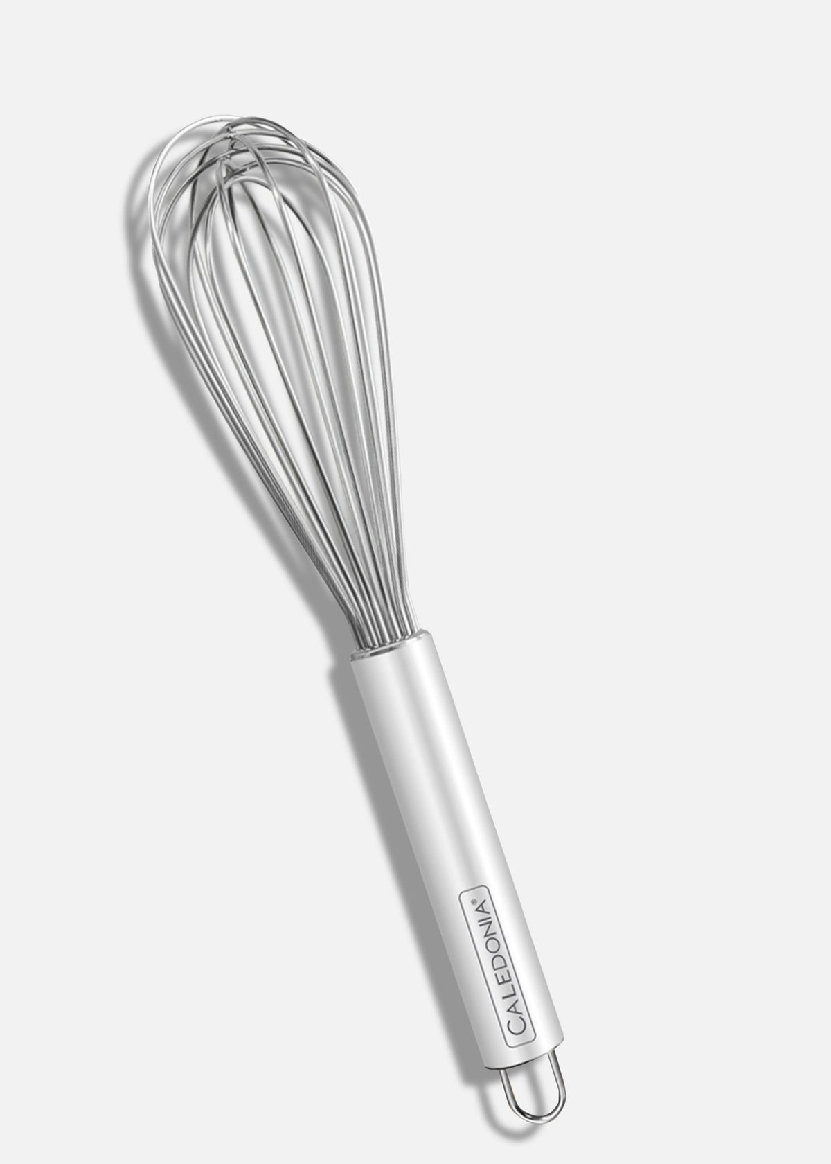 Batidor francés de acero inoxidable plata de 10 pulgadas, con varillas y mango tubular con aro para colgar