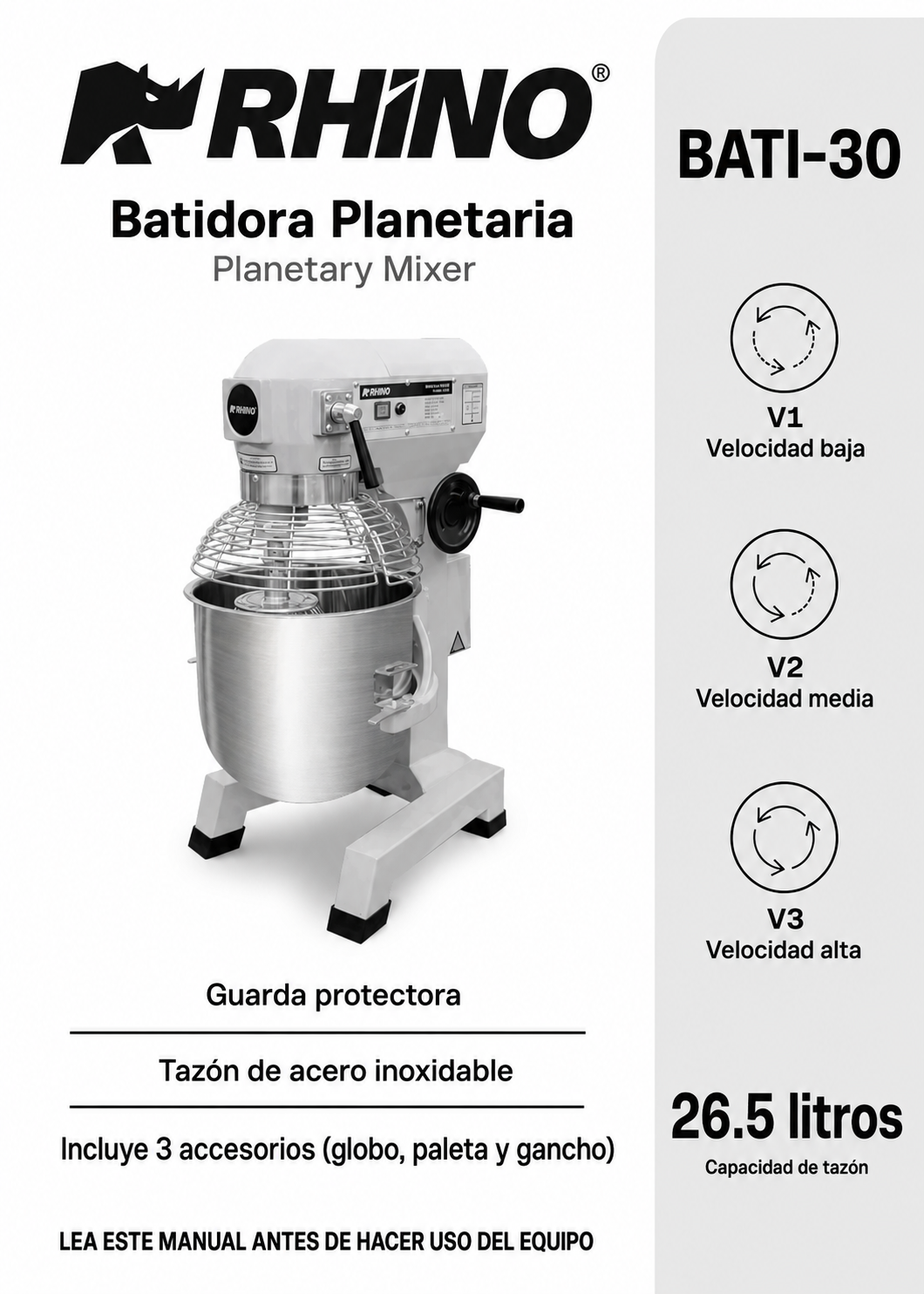 batidora planetaria rhino en maha