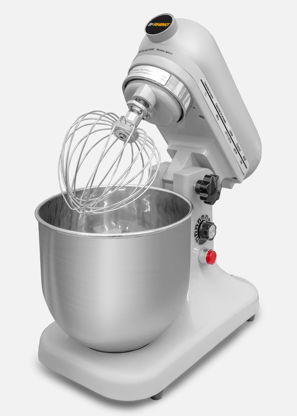 Batidora planetaria de acero inoxidable plata 7 L, amasado 600 g