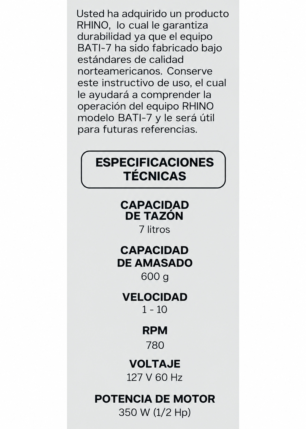 Batidora planetaria de acero inoxidable plata 7 L, amasado 600 g