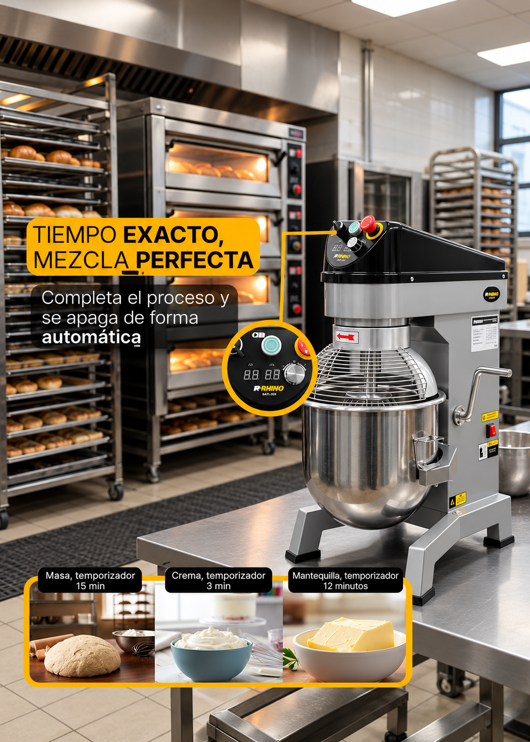 Detalle de la batidora planetaria profesional de 20 L en acero inoxidable 201, imagen 19