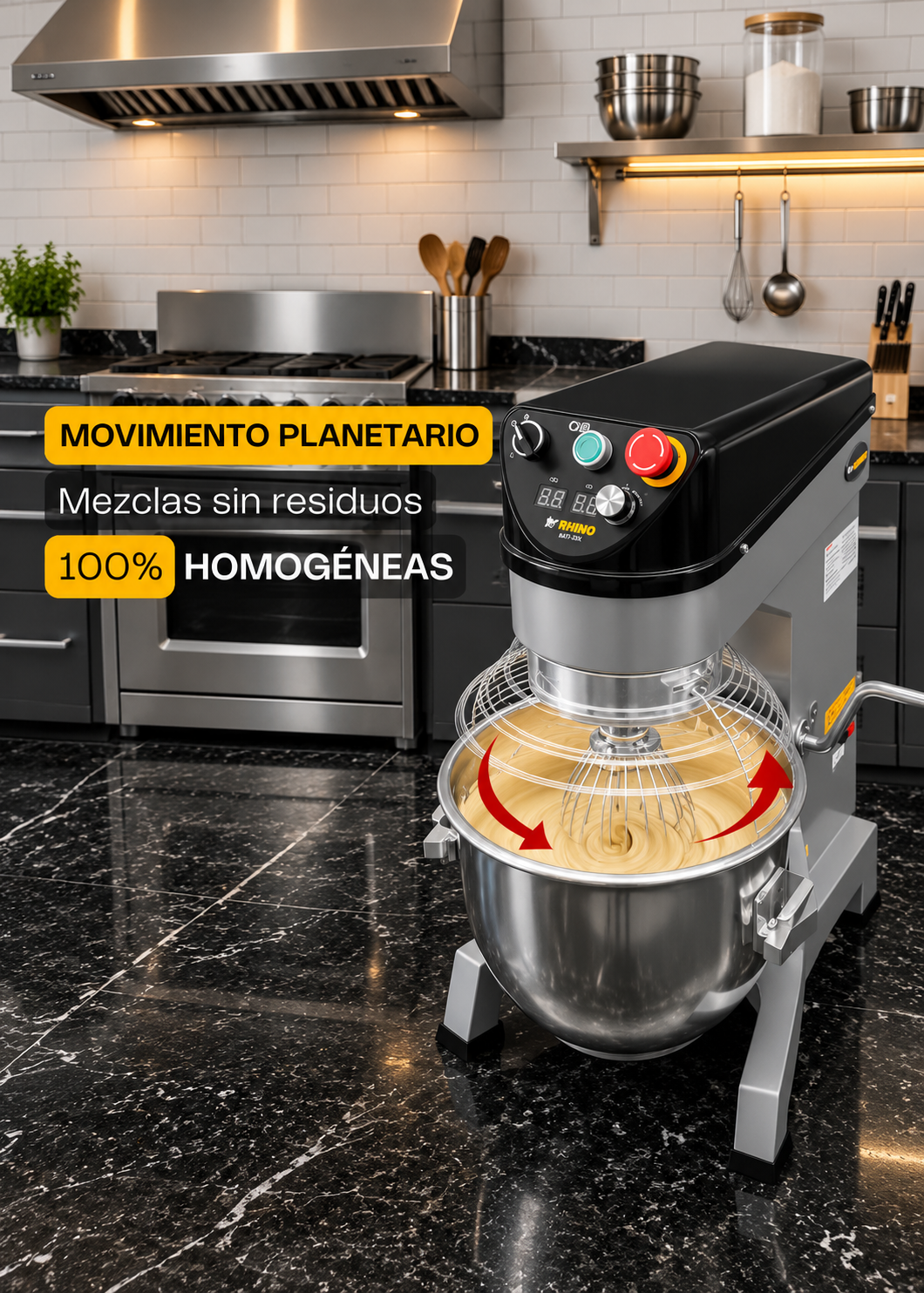 Detalle de la batidora planetaria profesional de 20 L en acero inoxidable 201, imagen 21