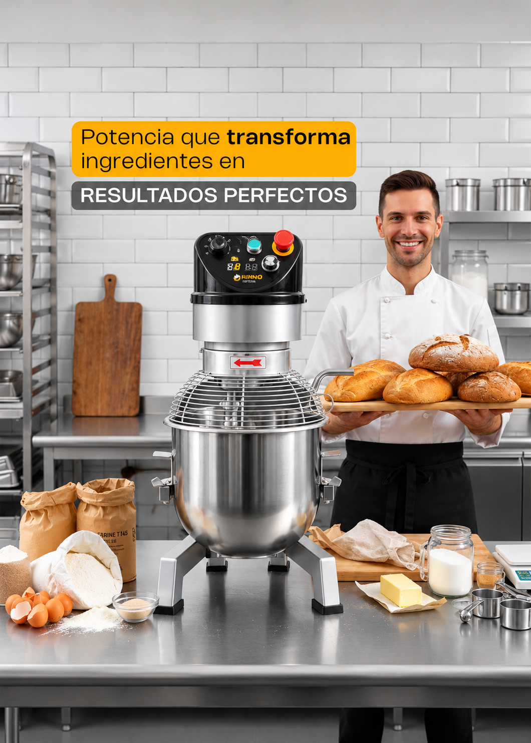 Detalle de la batidora planetaria profesional de 20 L en acero inoxidable 201, imagen 23