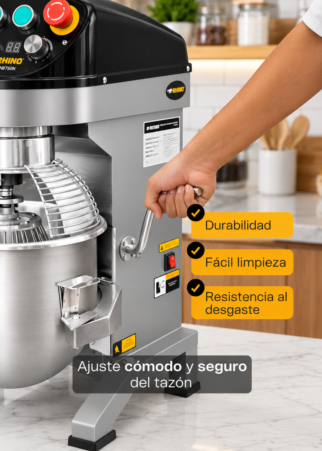 Detalle de la batidora planetaria profesional de 20 L en acero inoxidable 201, imagen 10