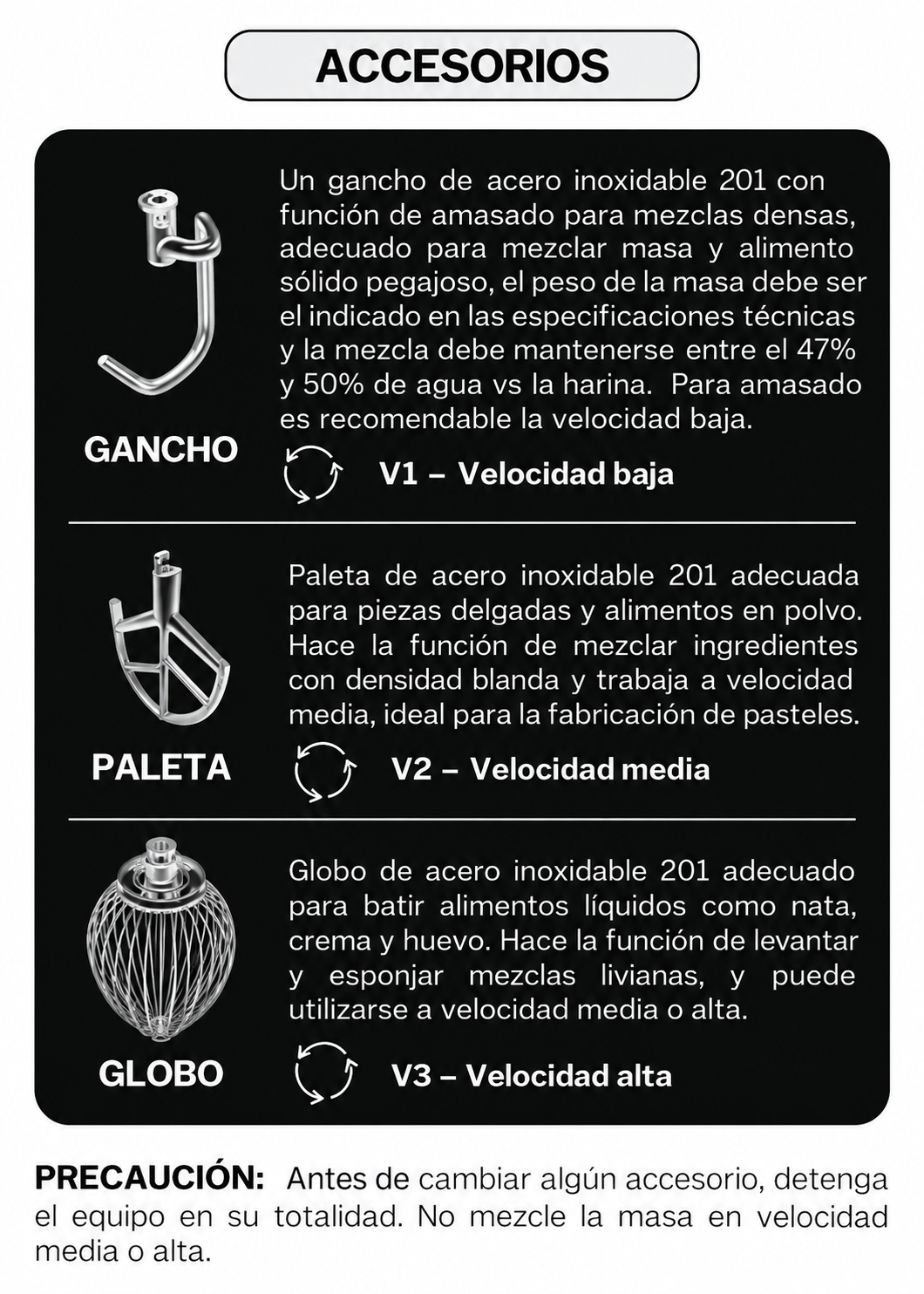 Detalle de la batidora planetaria profesional de 20 L en acero inoxidable 201, imagen 33