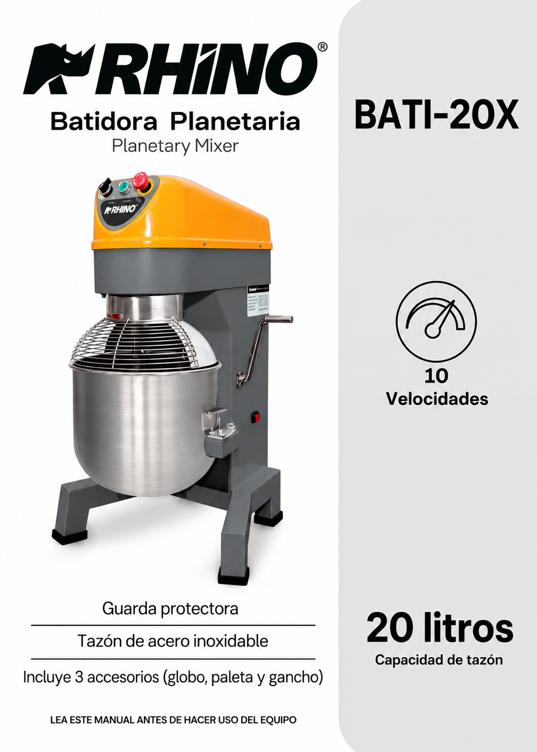 Detalle de la batidora planetaria profesional de 20 L en acero inoxidable 201, imagen 25