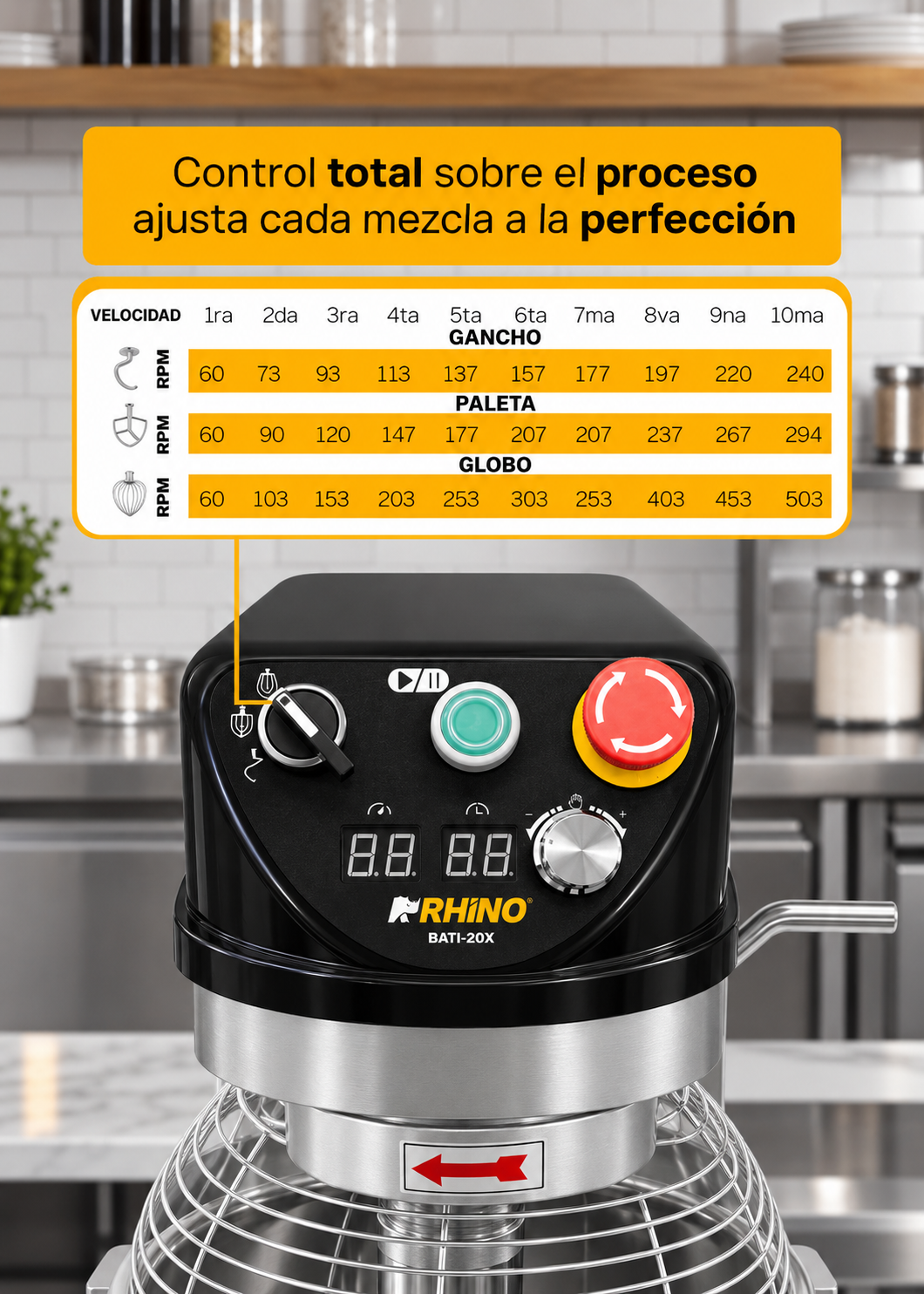 Detalle de la batidora planetaria profesional de 20 L en acero inoxidable 201, imagen 14