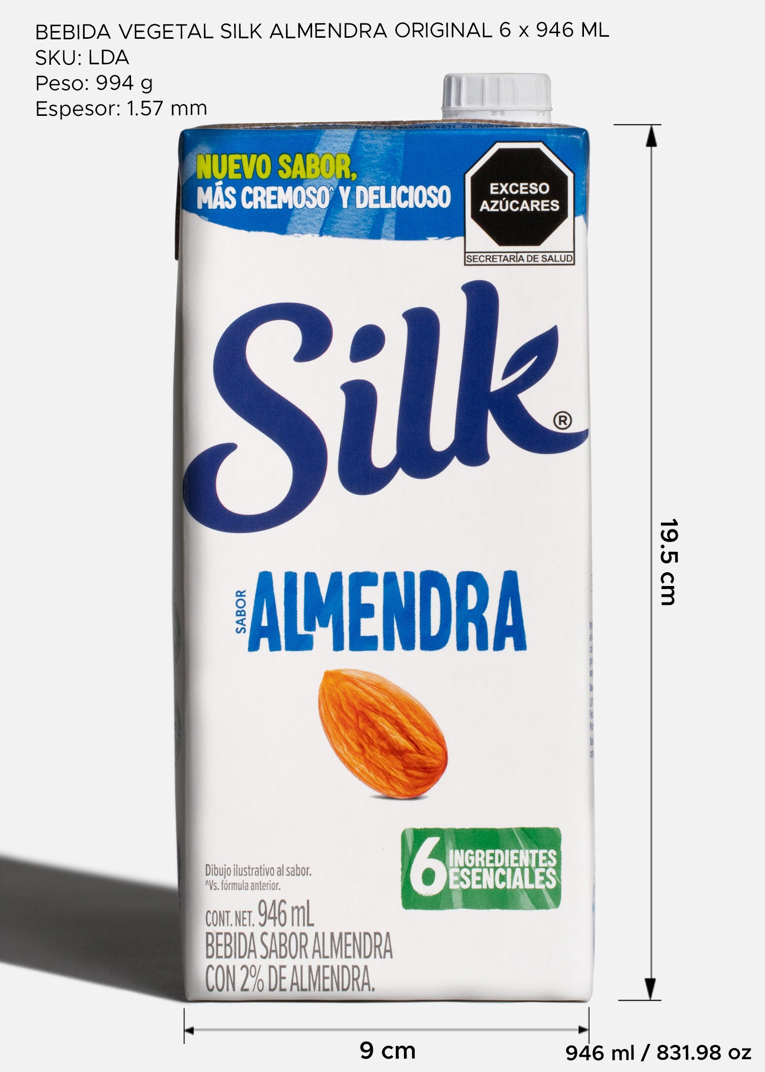 Bebida de almendra Silk sin lactosa 946 ml