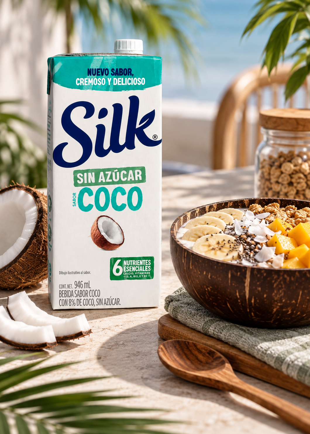 Envase Tetra Pak Silk coco sin azúcar 946 ml