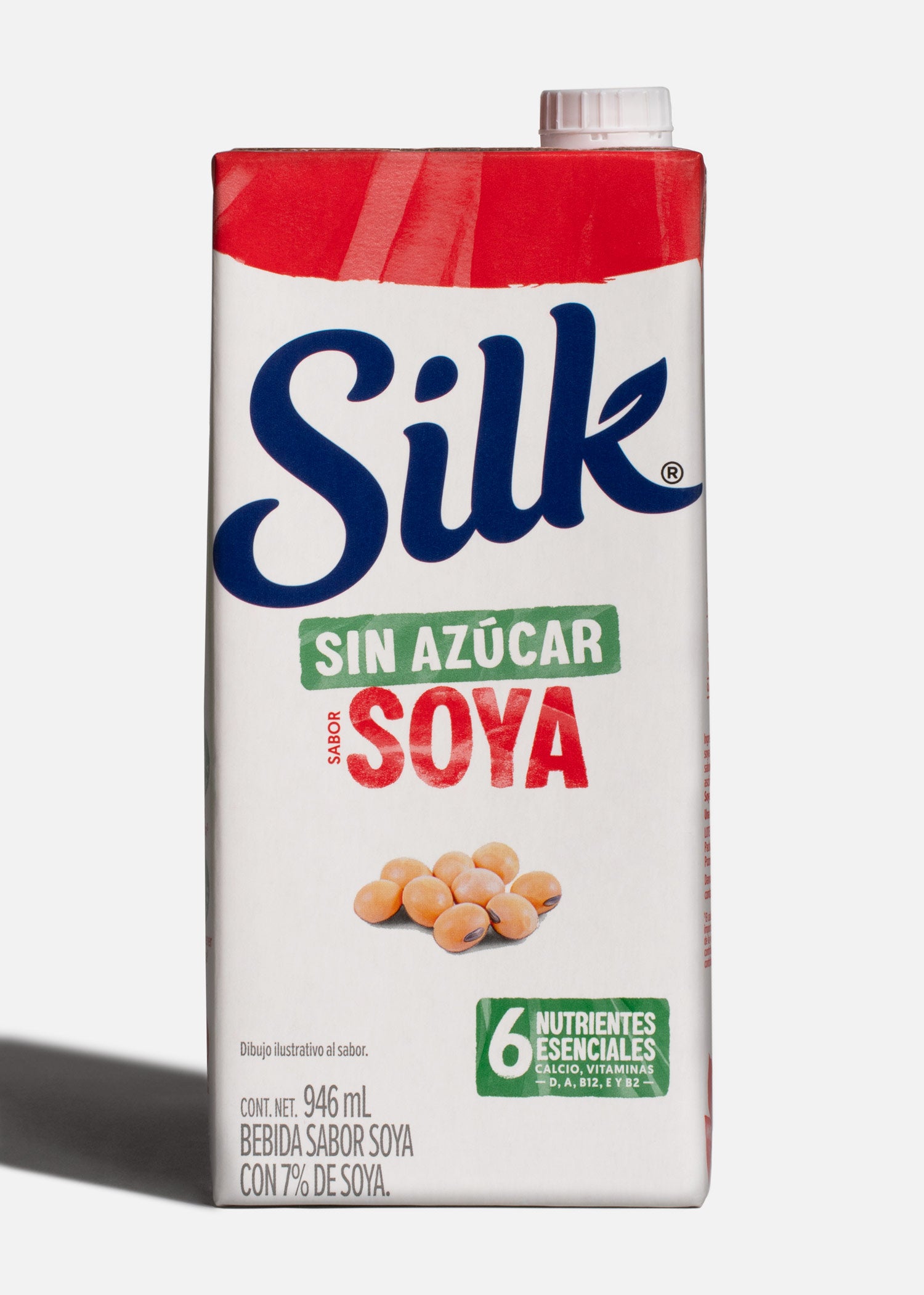 Vista frontal de bebida de soya sin azúcar Silk