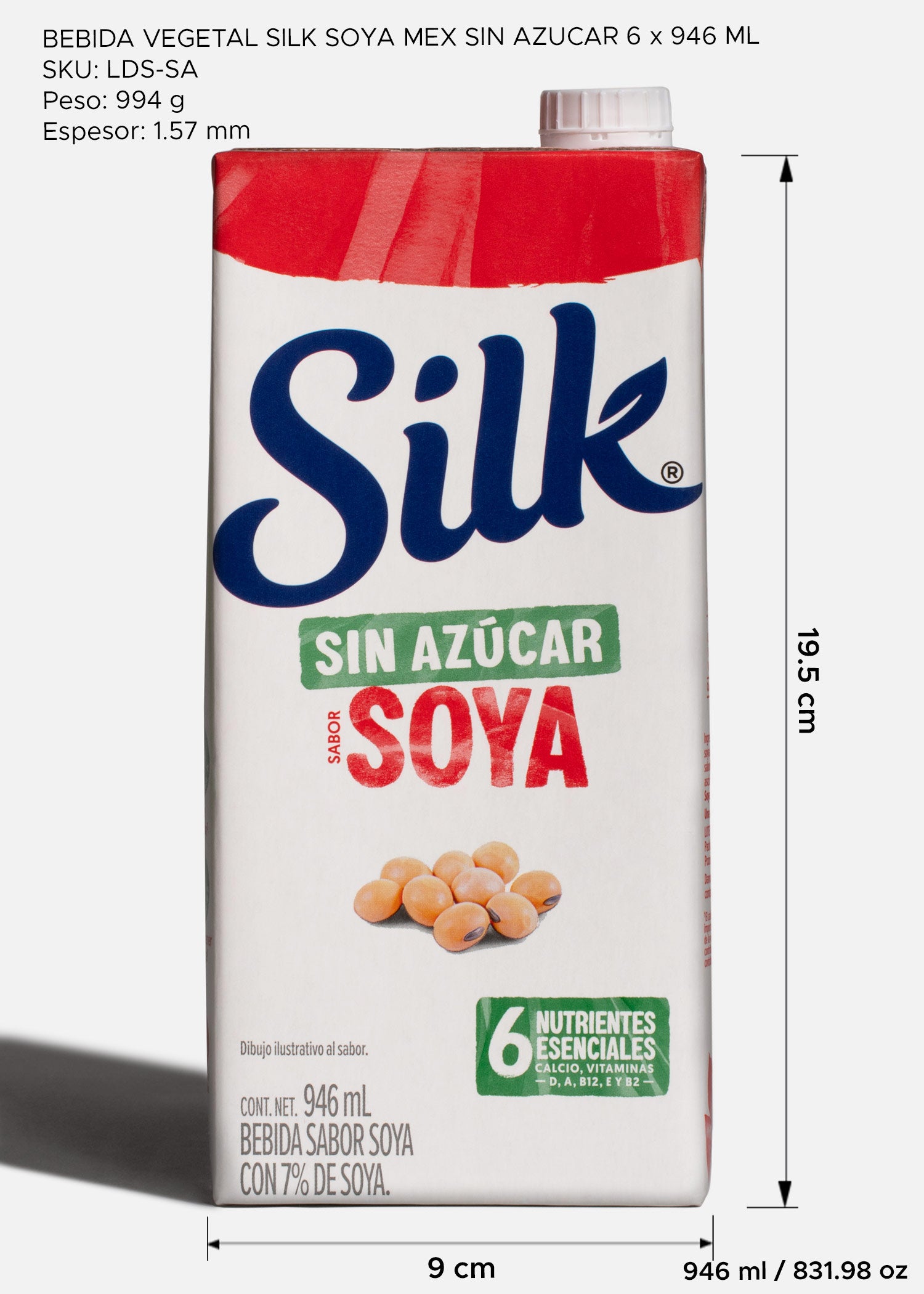 Bebida de soya sin azúcar Silk 946 ml