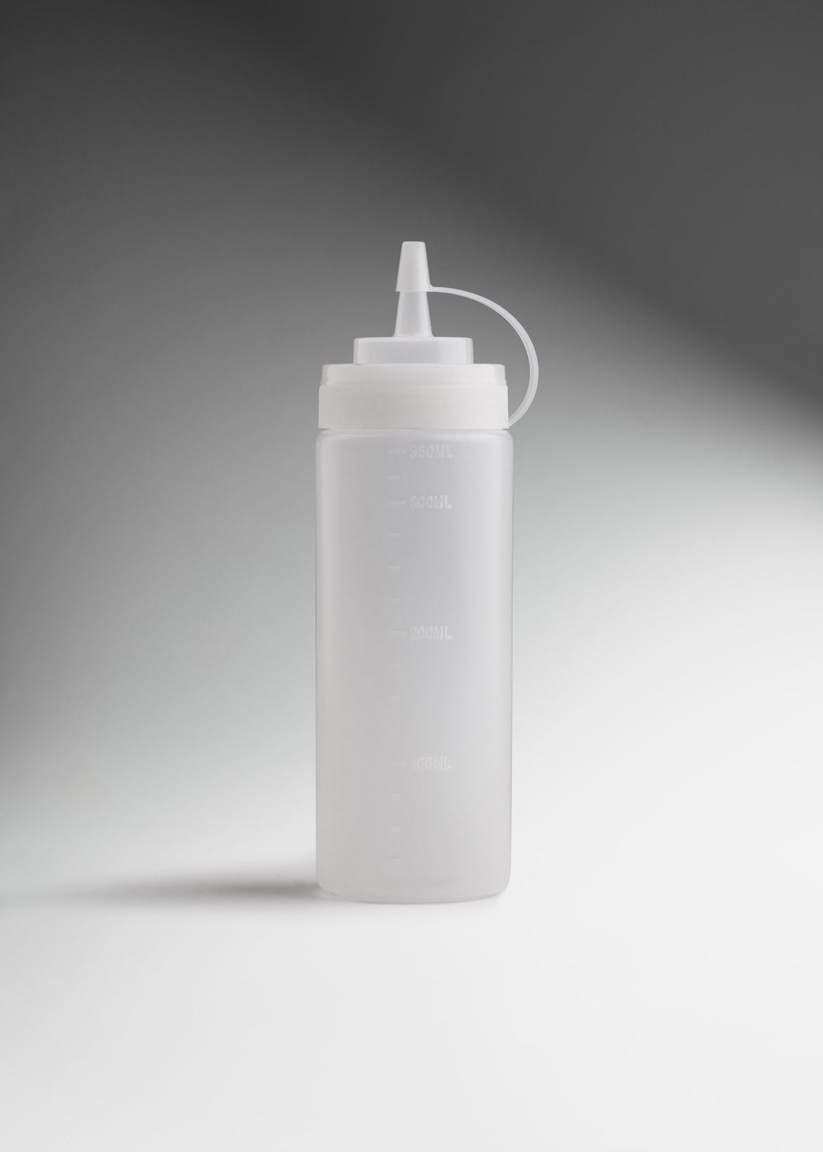 Botella dispensadora de plástico (polietileno) transparente 12 oz para restaurantes, taquerias, pizzerias, food trucks y cocinas profesionales