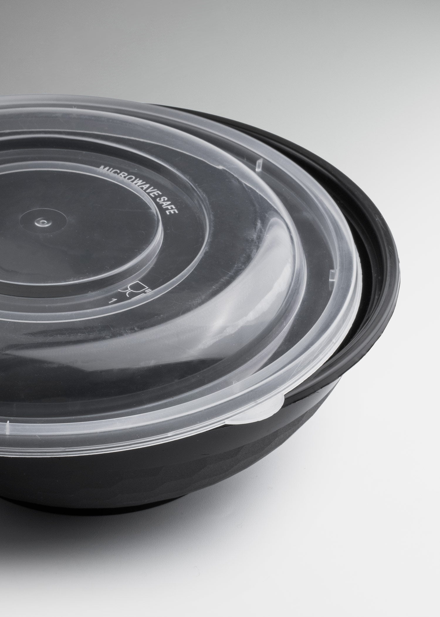 Bowl contenedor de alimentos negro con tapa transparente para comida