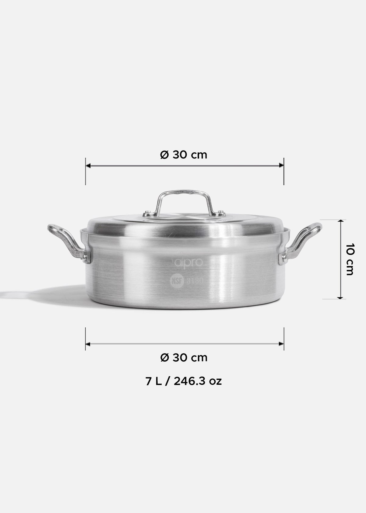 Budinera de aluminio grado alimenticio plata triple fuerte con tapa NSF 7 L — imagen de producto