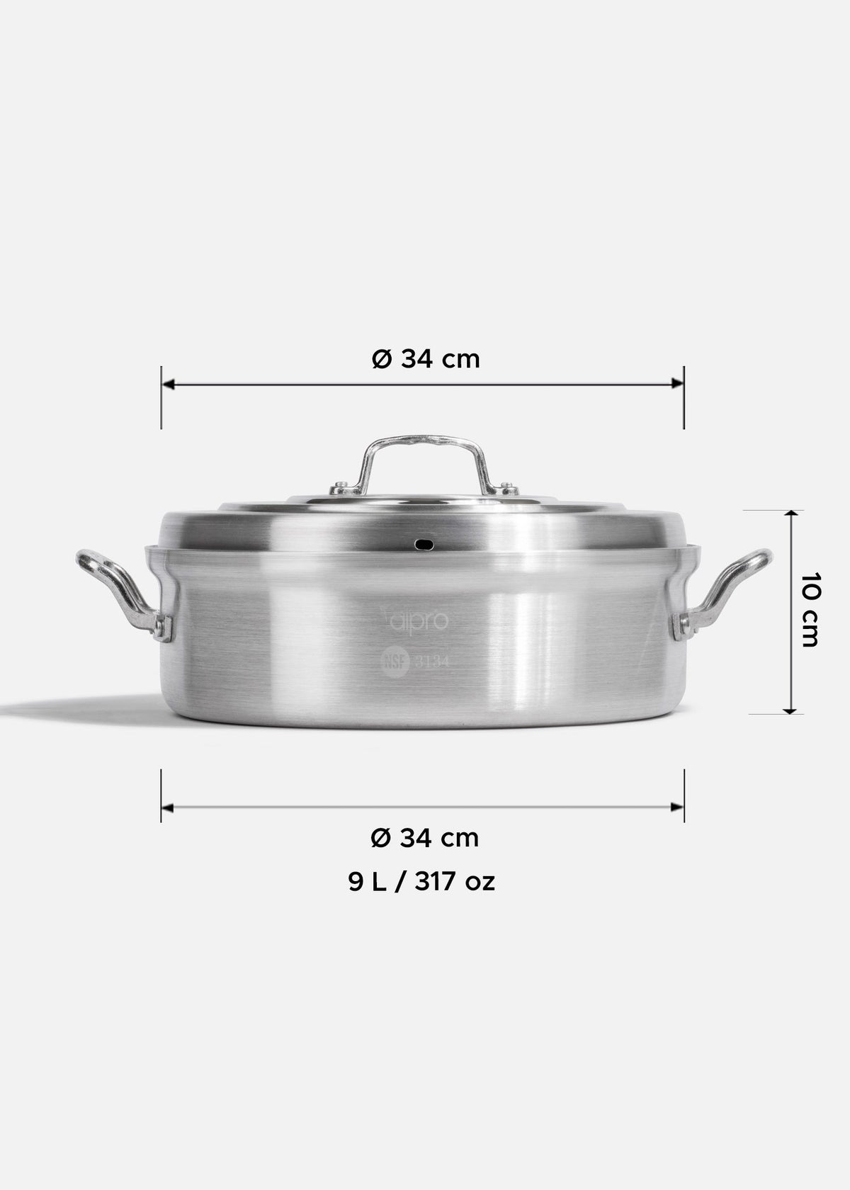 Budinera de aluminio grado alimenticio plata triple fuerte con tapa NSF 9 L — imagen de producto
