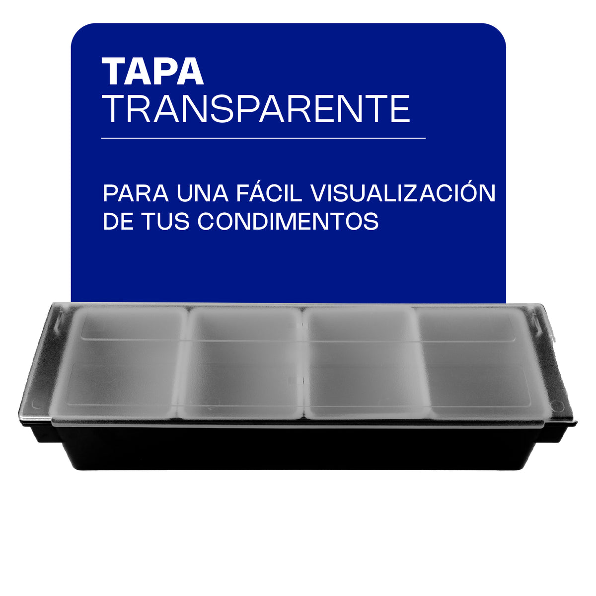 Caja para condimentos de plástico con tapa de acrílico 52x51x23 cm