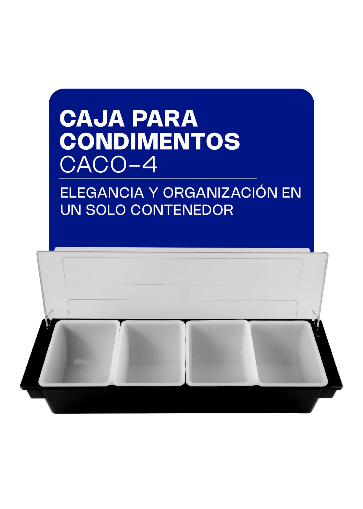 Caja para condimentos de plástico con tapa de acrílico 52x51x23 cm