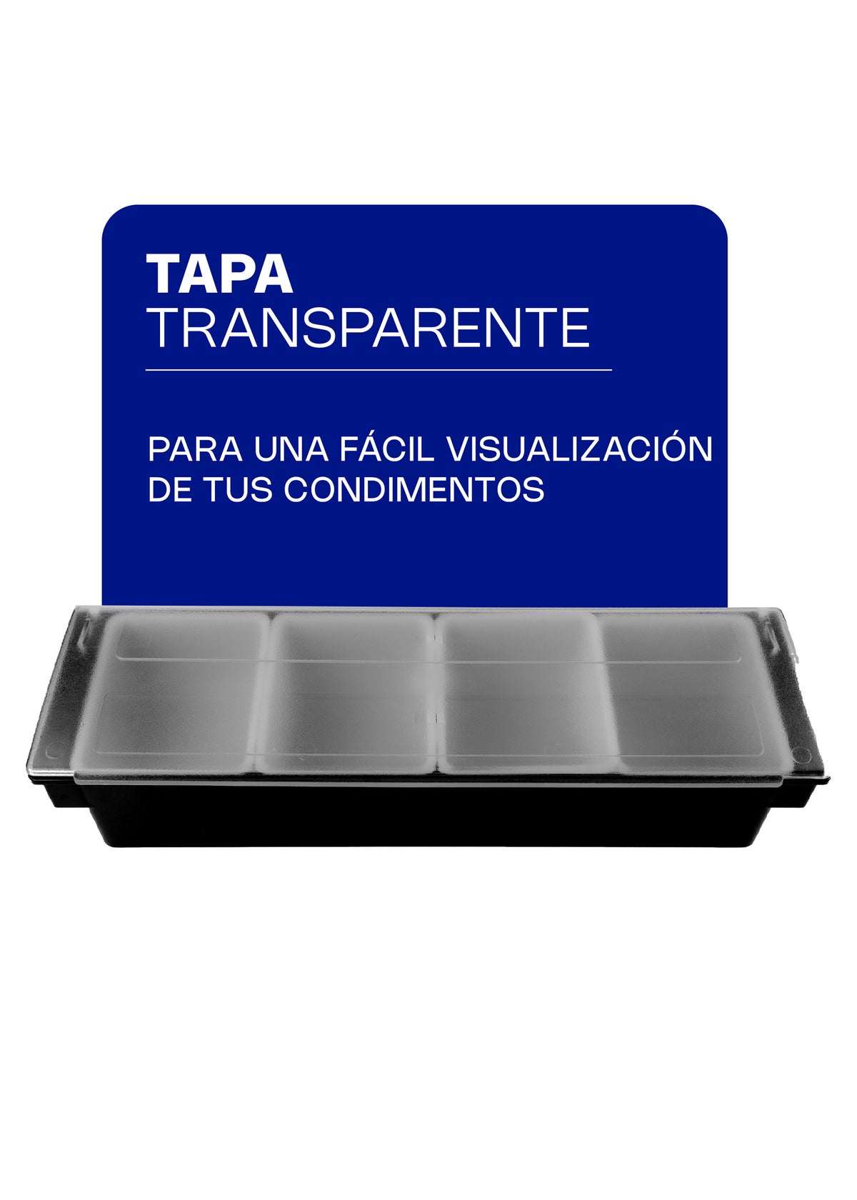 Caja para condimentos de plástico con tapa de acrílico 52x51x23 cm