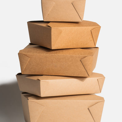 Cajas de papel kraft café para alimentos con capa aislante 24, 42, 45, 56 y 86 oz