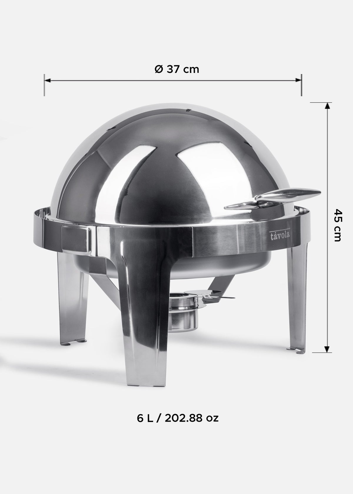 Chafer redondo acero inoxidable plata 6 L — imagen de producto, vista 2