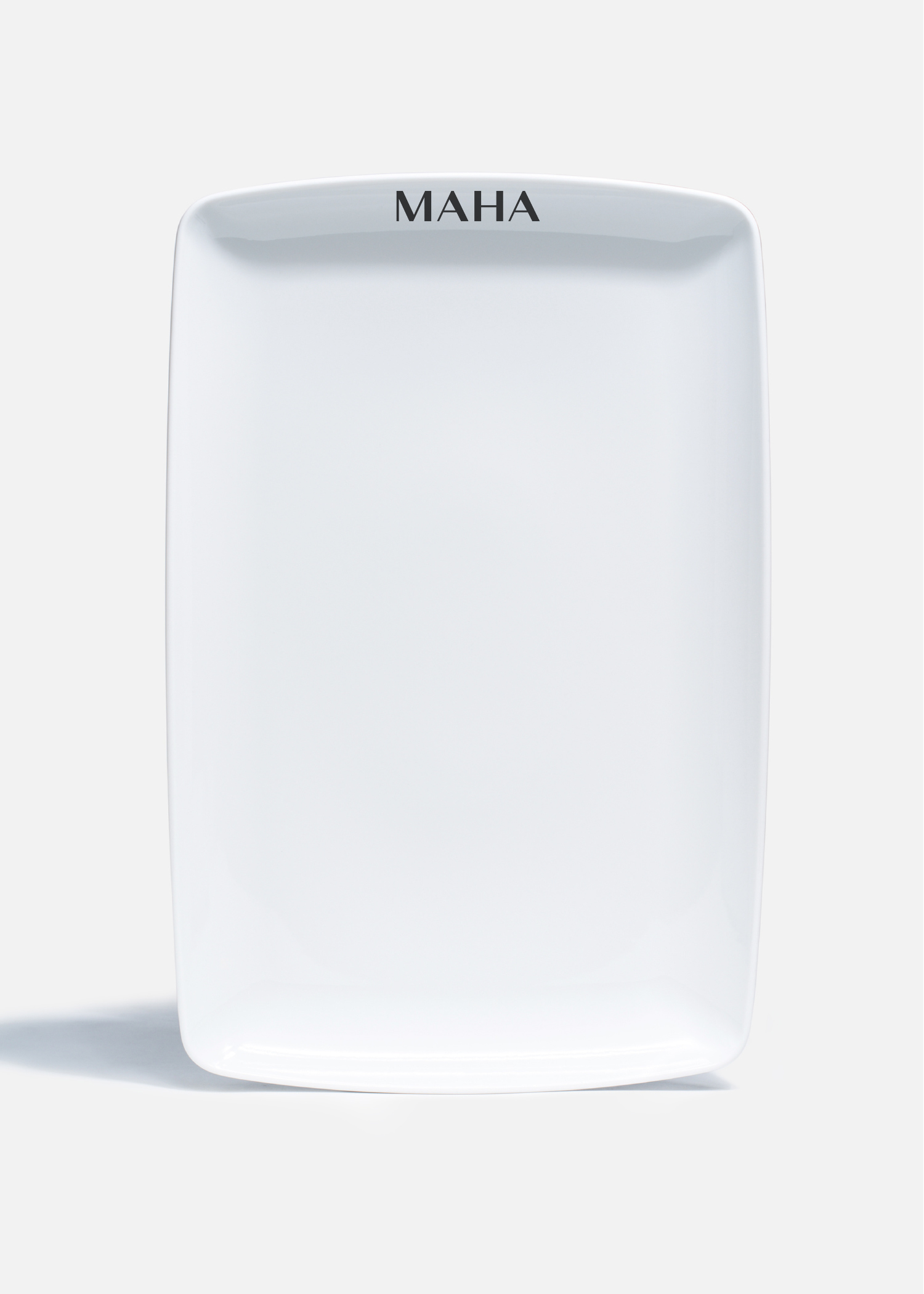 Charola rectangular de porcelana blanca personalizada logo simple Elegance 35 cm