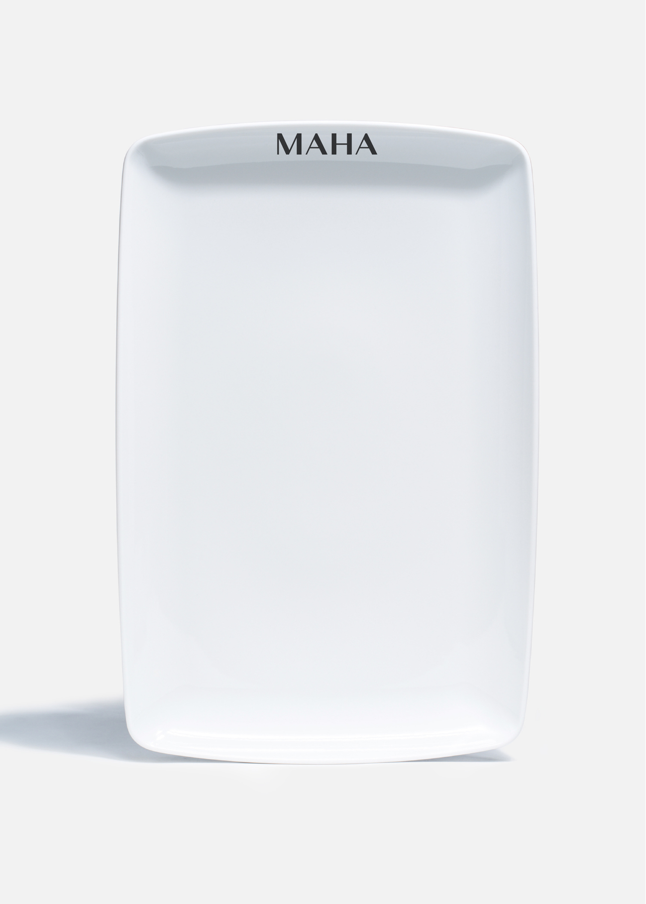 Charola rectangular de porcelana blanca personalizada logo simple Elegance 35 cm