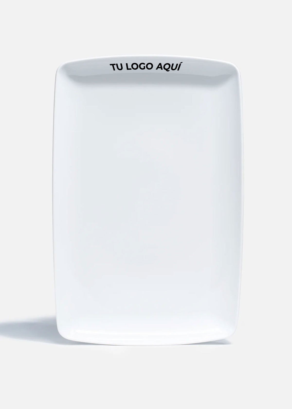 Charola rectangular de porcelana blanca personalizada logo simple Elegance 35 cm