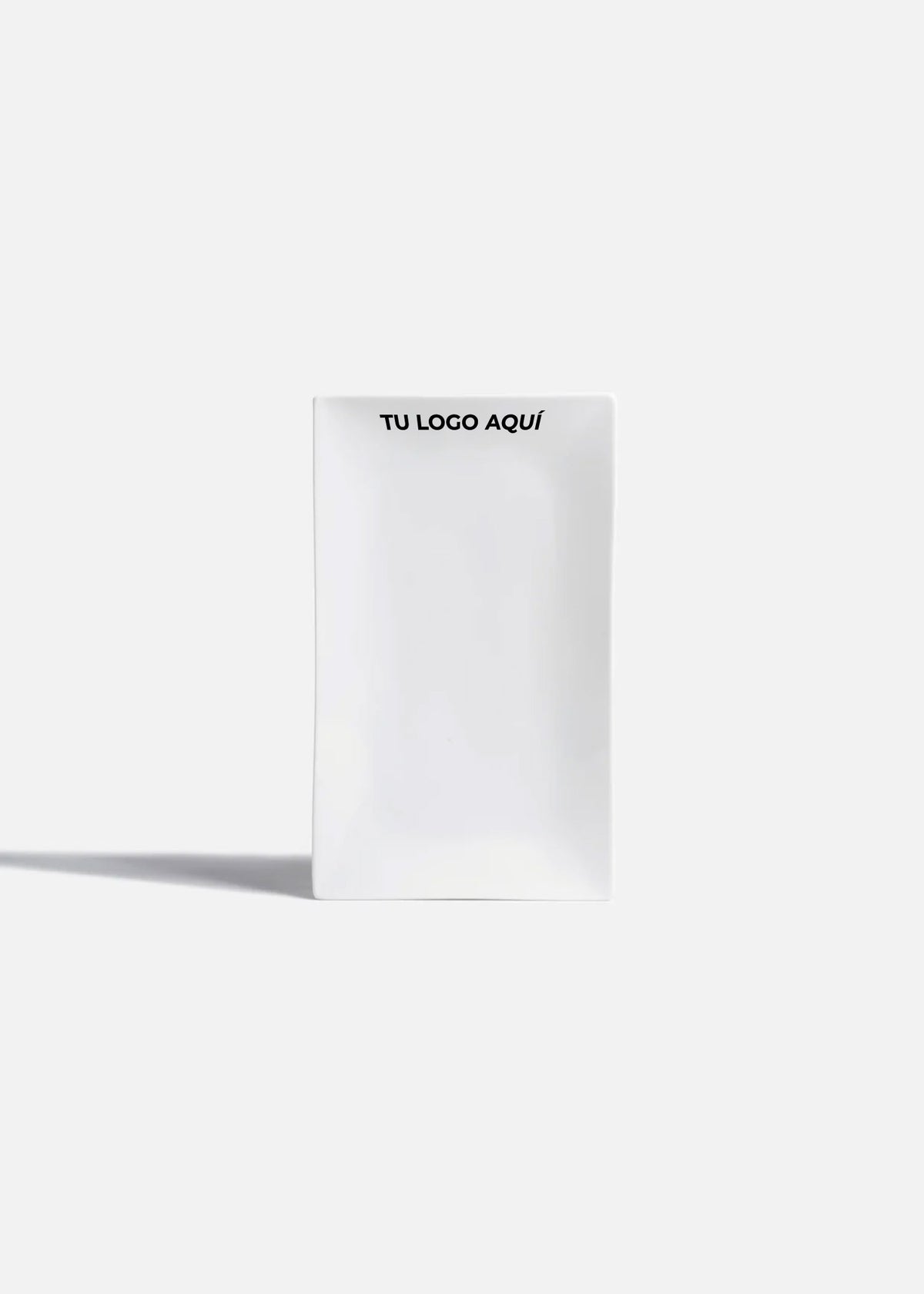 Charola rectangular de porcelana blanca personalizada logo simpe Messina 34x20 cm