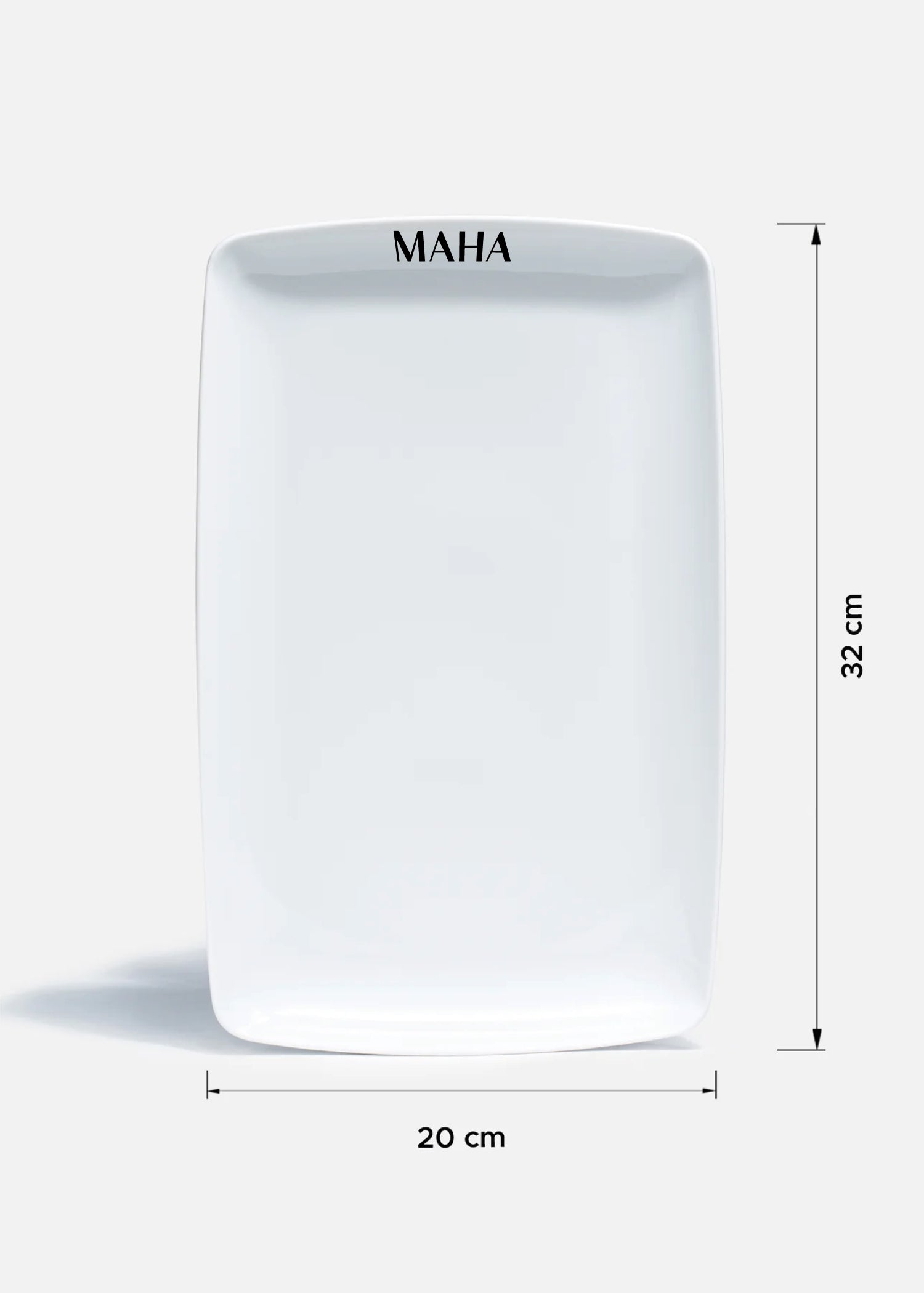 Charola rectangular de porcelana blanca personalizada logo simple Elegance 32 cm