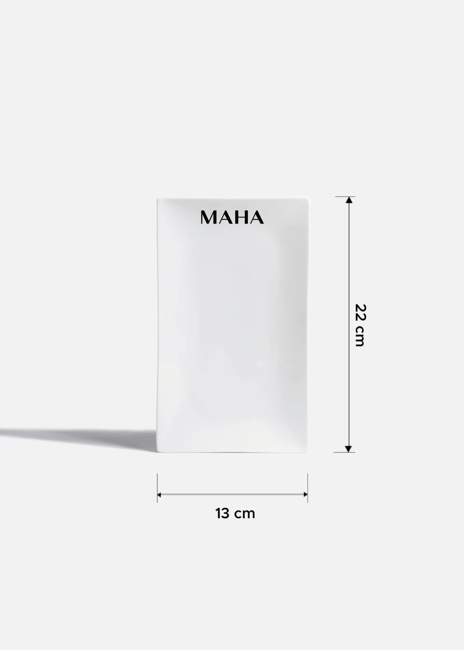 Charola rectangular de porcelana blanca personalizada logo simple Messina 22x13 cm