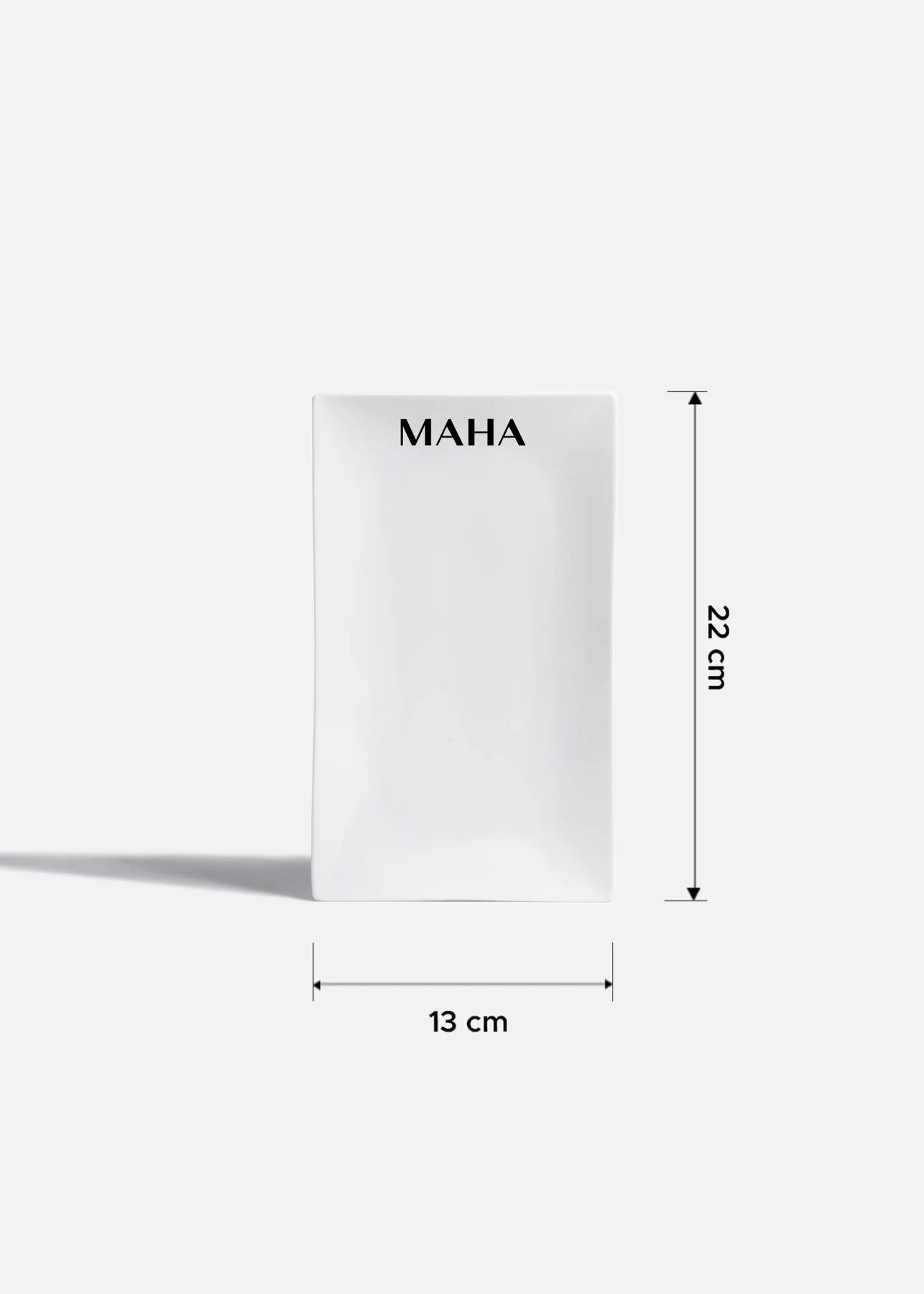 Charola rectangular de porcelana blanca personalizada logo simple Messina 22x13 cm