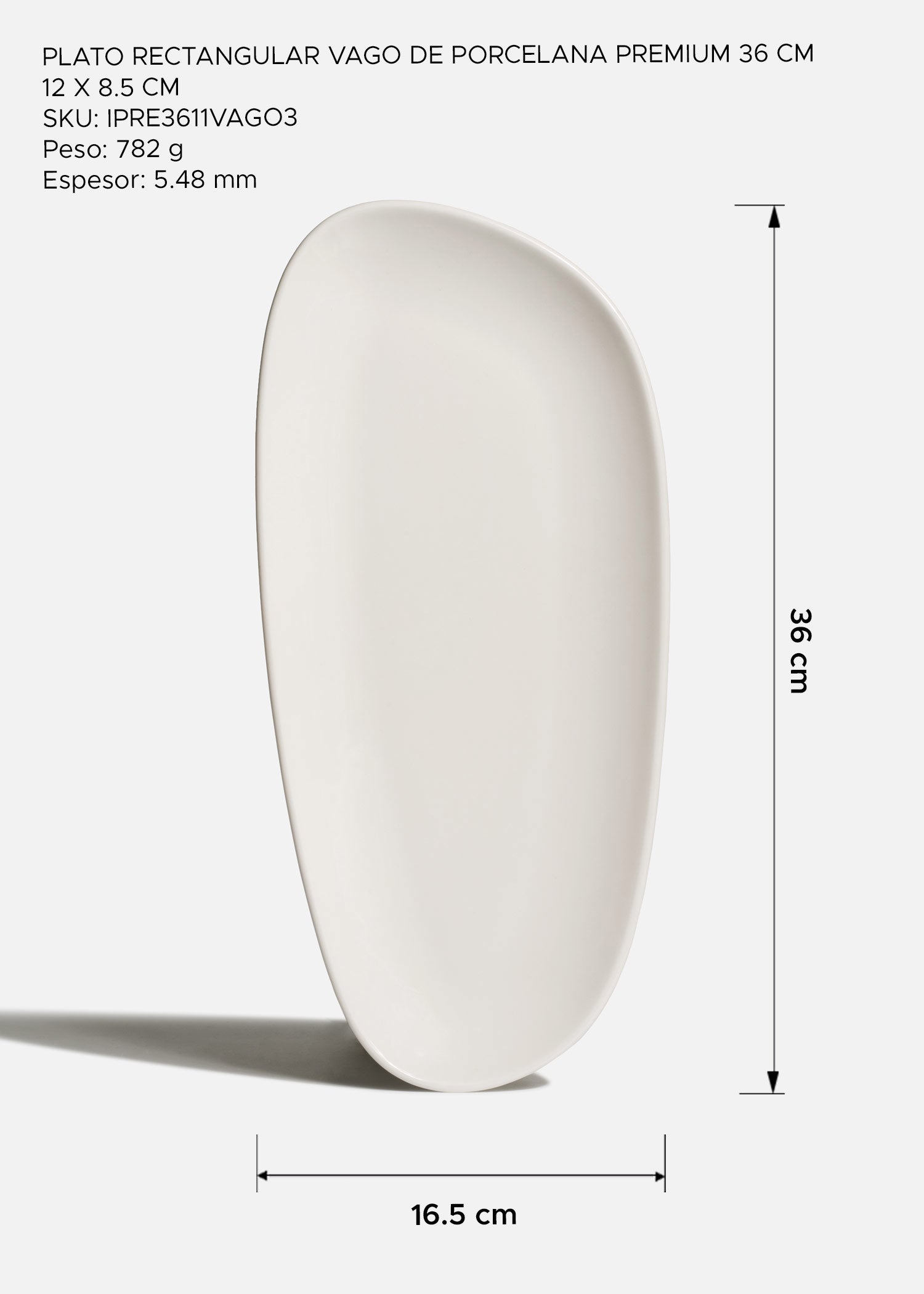 Loza para restaurantes de porcelana blanca rectangular para platillos gourmet