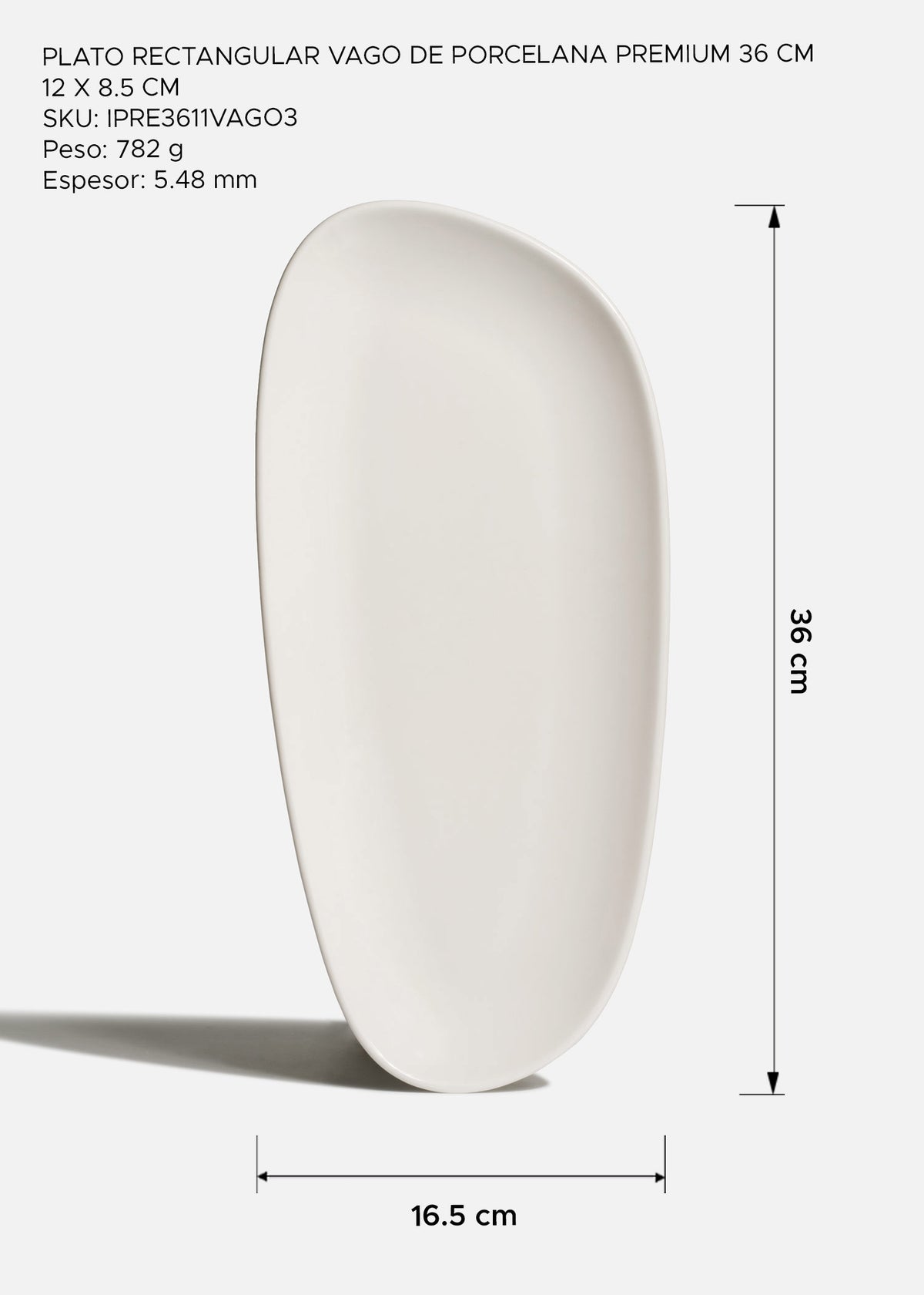 Loza para restaurantes de porcelana blanca rectangular para platillos gourmet