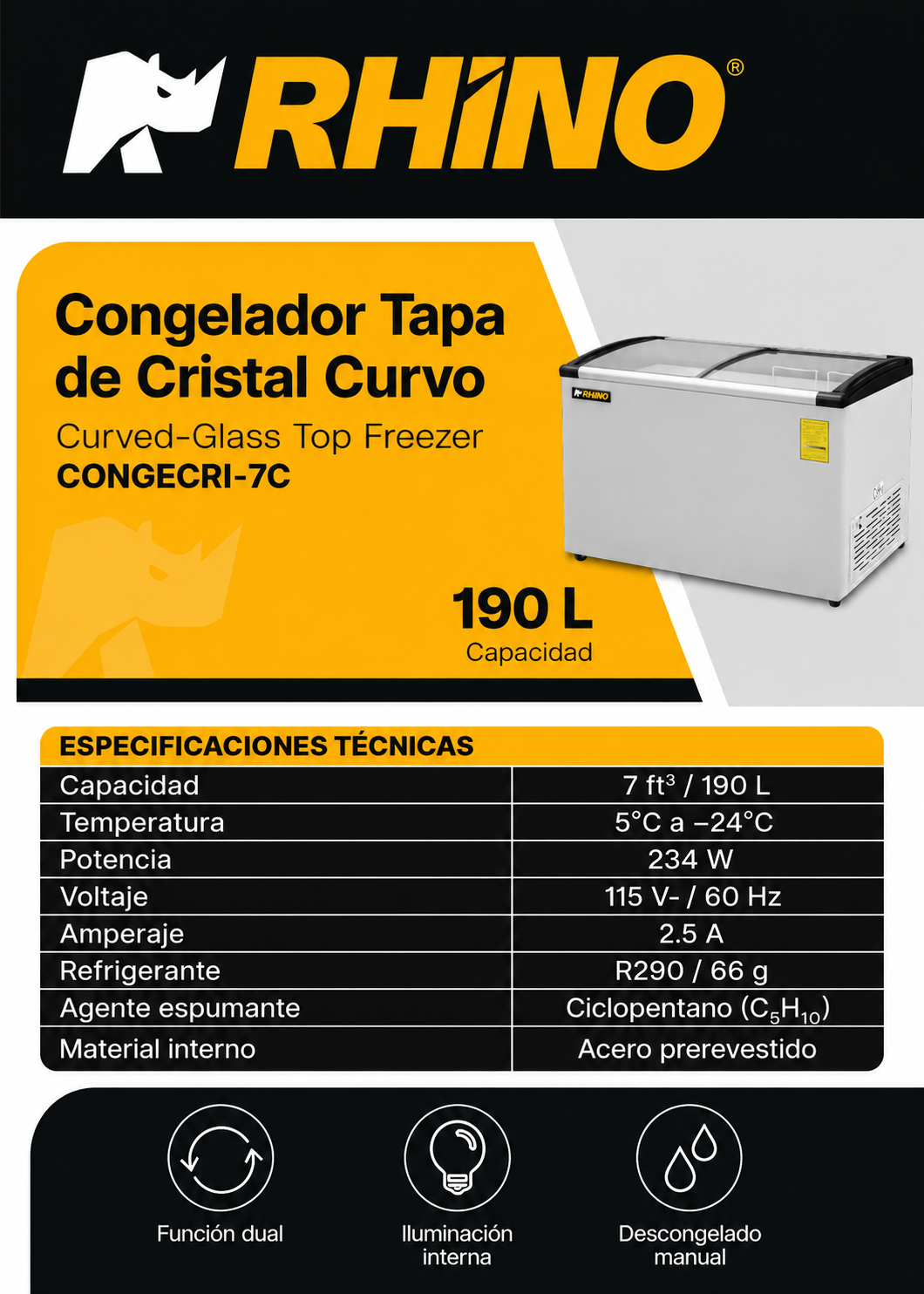 compra congelador industrial rhino en maha