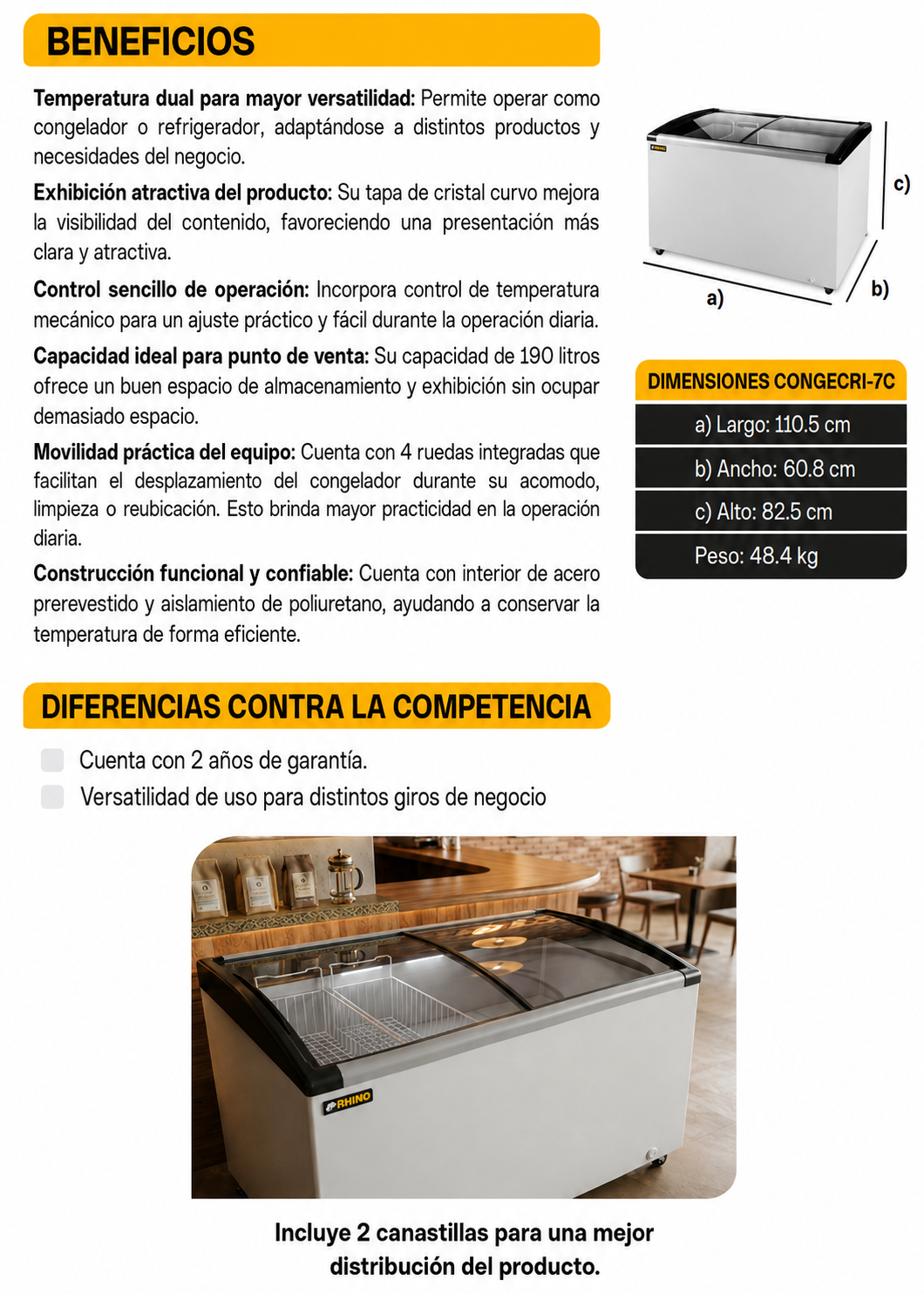 compra congelador industrial rhino en maha