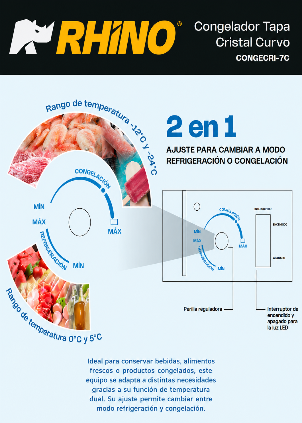 compra congelador industrial rhino en maha