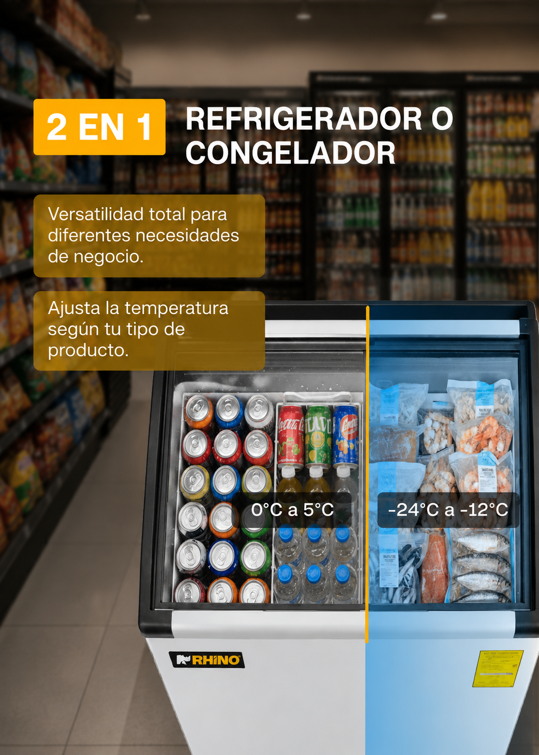 compra congelador industrial rhino en maha