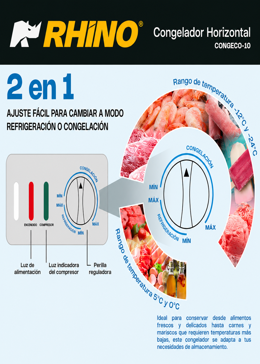 compra congelador industrial rhino en maha
