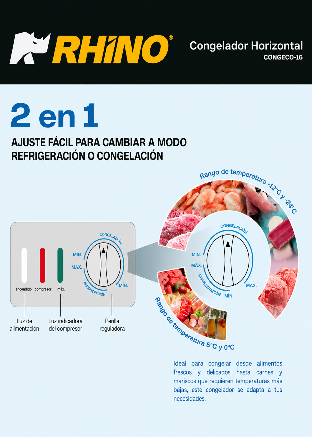 compra congelador industrial rhino en maha