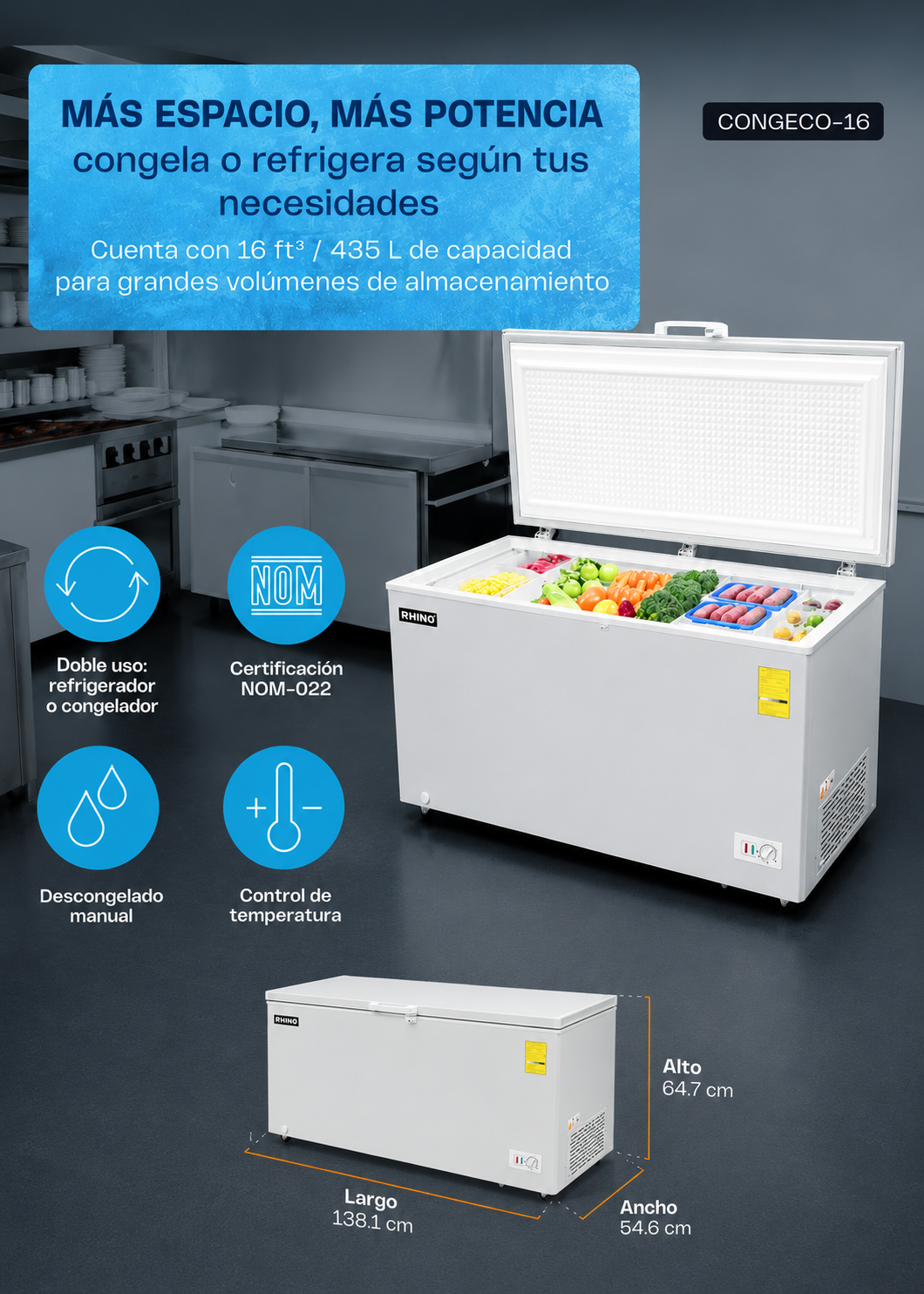 compra congelador industrial rhino en maha