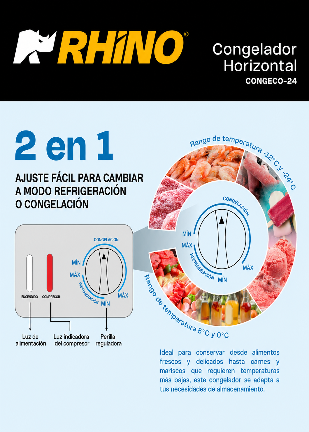 compra congelador industrial rhino en maha 