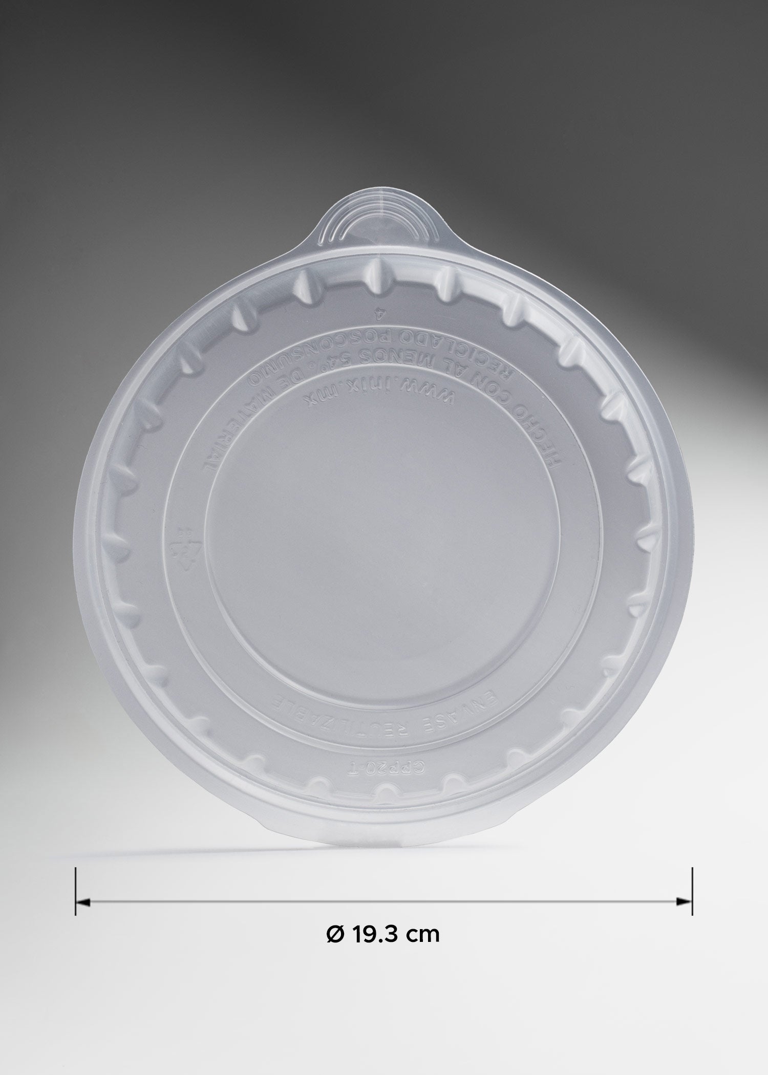 Contenedor hermético para alimentos desechable redondo de plástico diámetro 18.2 cm, alto 4.6 cm, 700 ml / 23 oz