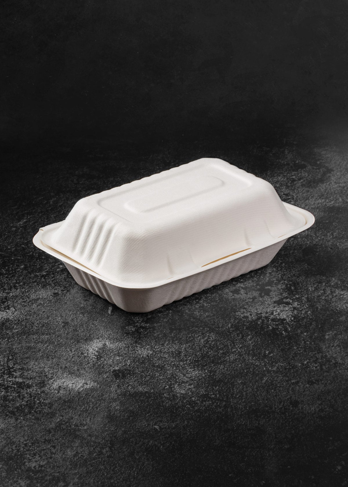 Contenedor rectangular de bagazo de caña y maíz blanco de 22 x 14 cm