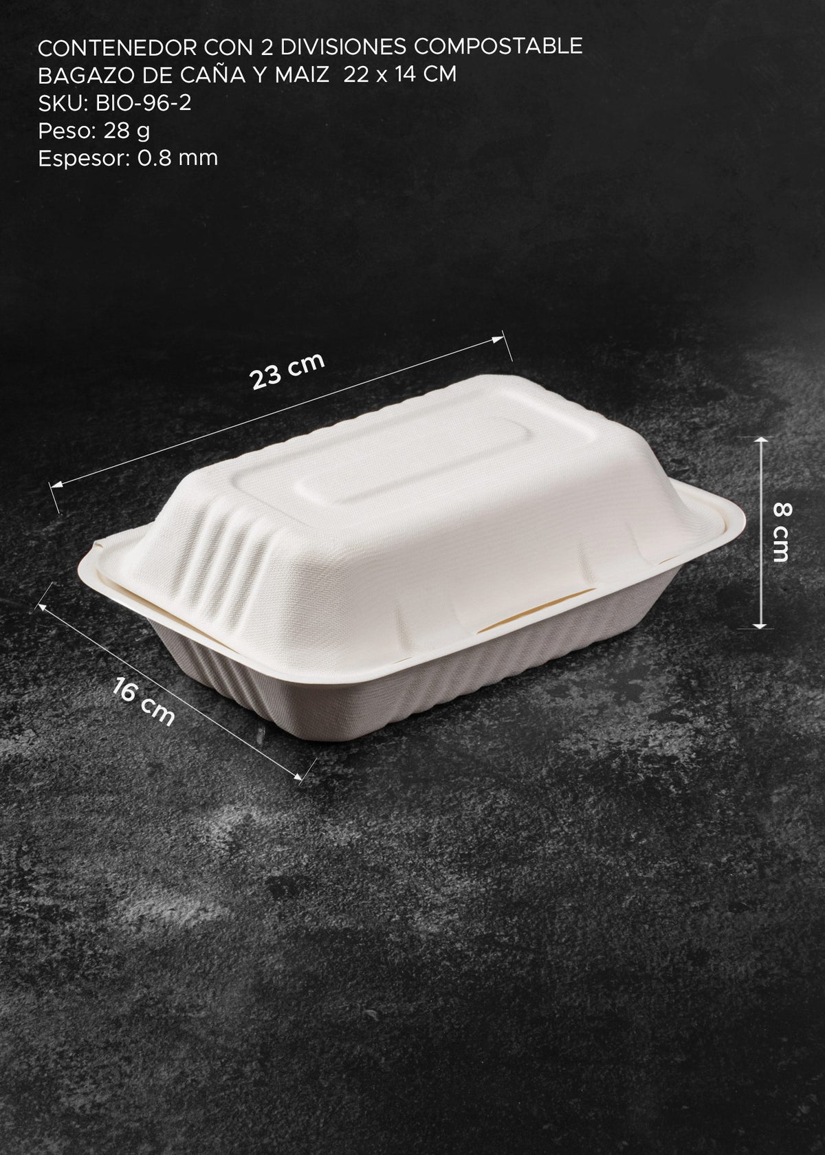 Envase desechable de origen vegetal para comida para llevar
