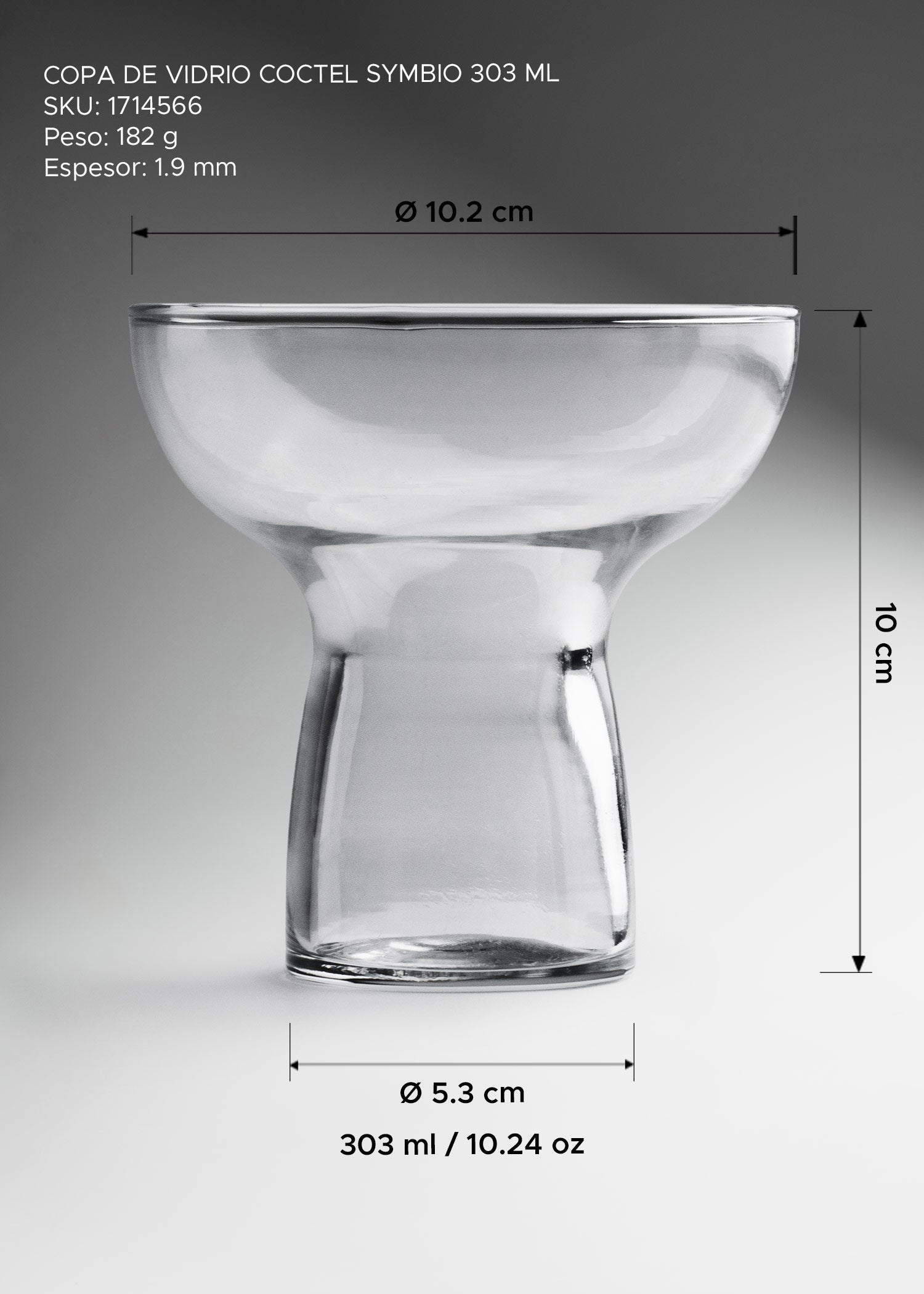 Copa Symbo de vidrio transparente para coctelería