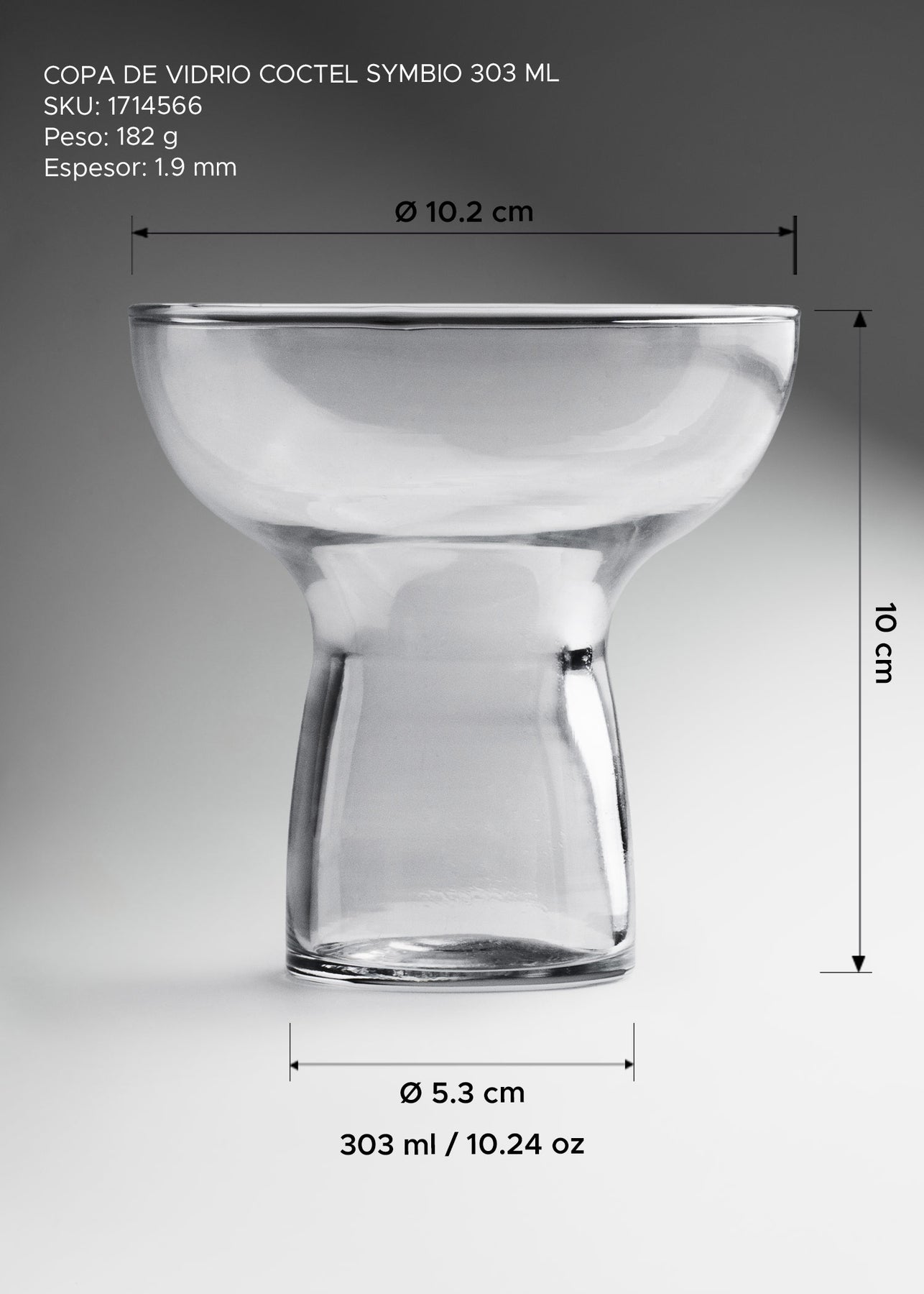 Copa Symbo de vidrio transparente para coctelería