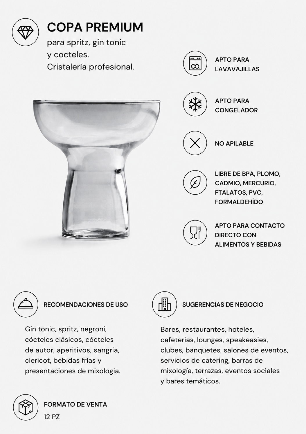 Detalle del diseño curvo de la copa Symbo