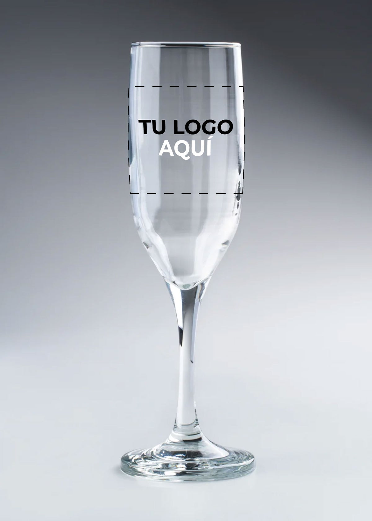 Copa flauta para champaña de vidrio transparente personalizada 2 tintas Calif 190 ml
